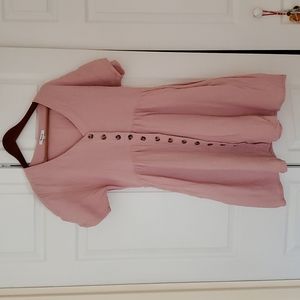 Madewell Lightspun Button-Front Mini Dress, size S in light pink